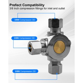 Thermostatic Mixing Valve, Hot Cold Water Mixer Valve Compatible with 3/8" Compression Fittings on Inlets and Outlet, with 3Pcs Connection Adaptors