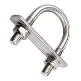 TOP-VIGOR M8 Round U-Bolts, 35mm Inner Width 60mm Length 304 Stainless Steel Tie Down U-Bolts with Nut, Plate for Building Installations Mechanical Parts Connection Cehicles Ships