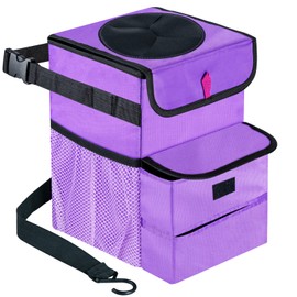 GPUSFAK Car Trash Can Foldable Garbage Bin Leakproof 2.3 Gallons Purple