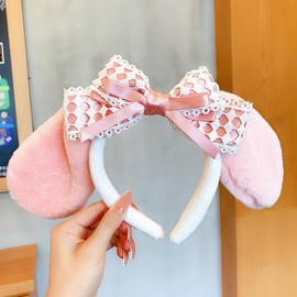 Joytey 2 PCS Bunny Headbands Plush Rabbit Hair Band Floppy Furry Puppy Headwear Dog Ears Headdress Bow Headband Animal Hair Hoop Bunny Ear Hair Accessories for Easter