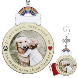 Dog Memorial 2025 Photo Ornament - If Love Could Have Saved You - Paw Prints and Heart Design - Loss of Pet Sympathy Gift - Gift/Storage Bag Included - 4.5" H x 3.5" W