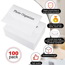 Skyygemm 100 Pcs Acid Free Photo Storage Envelopes White File Envelopes Photo Organizer for 4 x 6 Inch Card Postcard Invitation Wedding Baby Shower Storing Artwork Prints