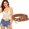 WHIPPY Women Braided Belt Skinny Casual Soft Faux Leather Woven