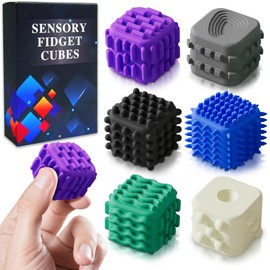 UIIOPJIOM Stocking Stuffers for Adults Fidget Cube Textured Silicone Sensory Cubes for Autism ADHD Kids Teen Silent Calm Down Corner Supplies Anxiety Relief Quiet Fidgets Toy for Classroom Office