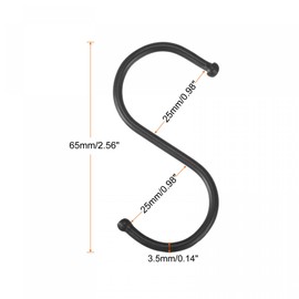 uxcell S Hooks 2.56inches Stainless Steel Hanger for Hanging Kitchenware, Bathroom Supplies, Apparel, Black 12Pack