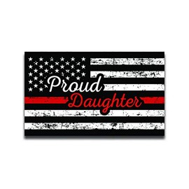 2-Pack Proud Firefighter Daughter Distressed- Thin Red Line Flag | Premium Quality Vinyl Decal Stickers | 5.5-Inch Laminated with UV Protective Laminate | PD2930