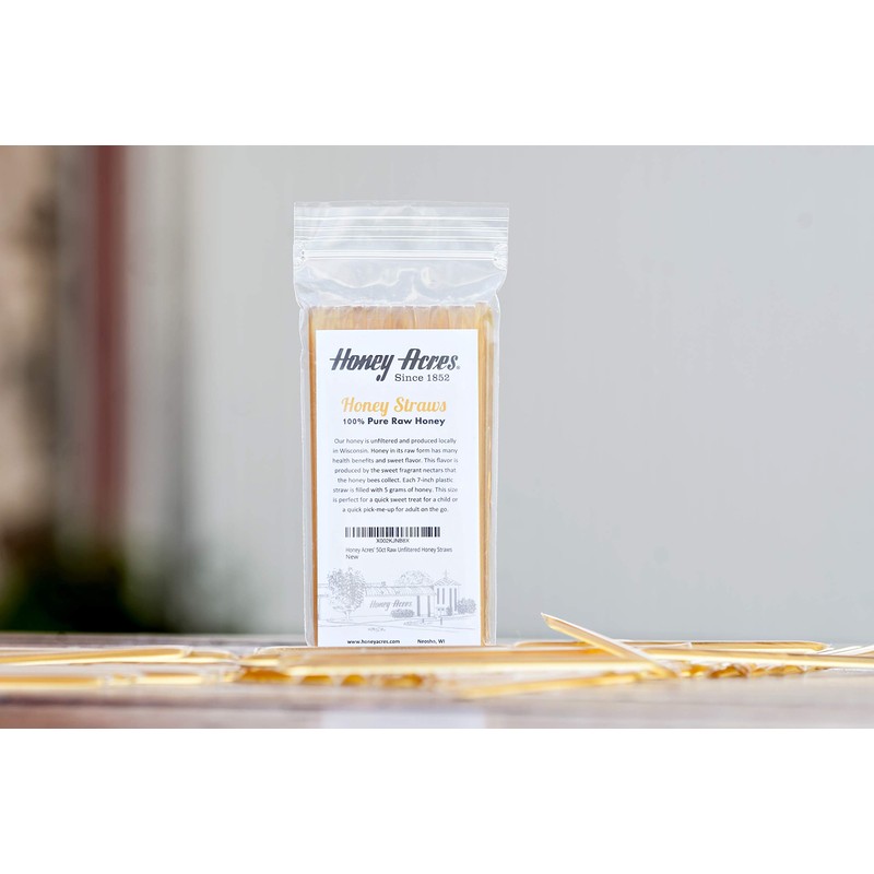 Honey Acres' Raw Unfiltered Honey Straws - USA Honey Sticks
