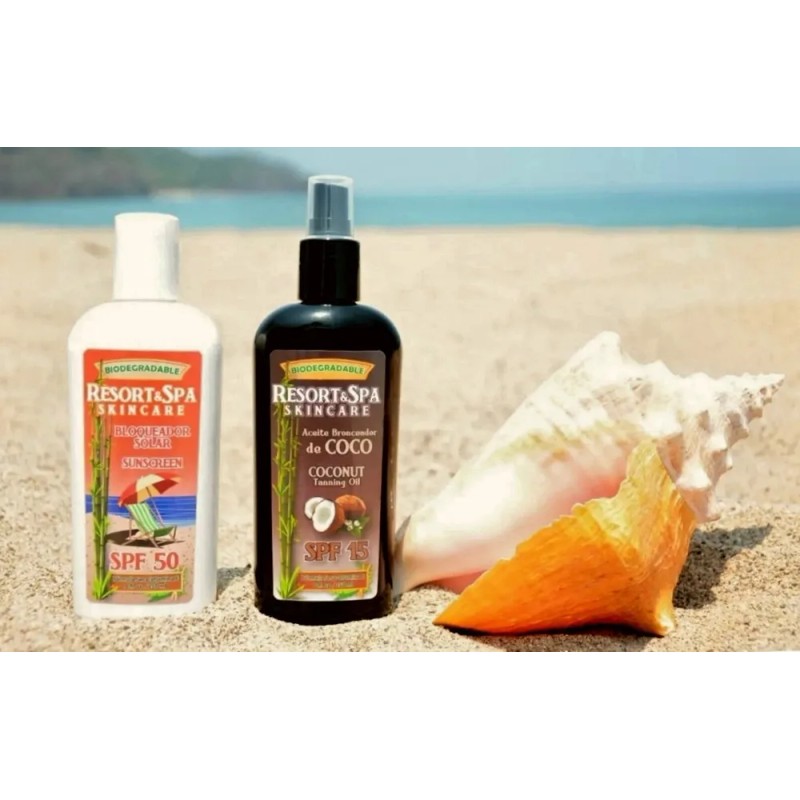 Bloqueador Spf 50 Y Bronceador De Coco Biodegradable En Kit