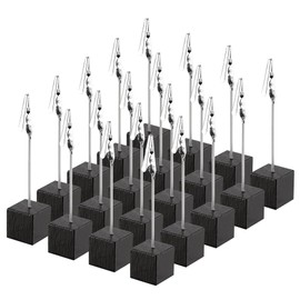 Pack of 20 Memo Clip Holder Stand, Photo Holder, Memo Holder, Seat Card Holder, Postcard Holder for Pictures, Cards, Notes, Paper Clip (Black)