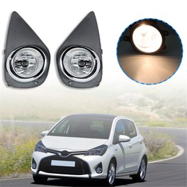 munirater 2-Pack Front Bumper Fog Light Assembly with Switch Harness Kit Driver and Passenger Side Replacement for Yaris 2015-2016