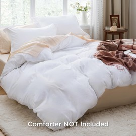 Bedsure Bright White Duvet Cover Queen Size - 3 Pieces Prewashed Extra Soft Bedding Set, Includes 1 Duvet Cover 90x90 Inches with Zipper Closure & 2 Pillow Shams, Comforter Not Included
