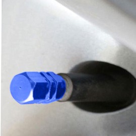 Hexagon Tire Valve Dust Caps for Car, Aluminum Alloy Car Tyre Valve Dust Caps, Easy grip Valve Stem Covers Replacement Dust Cap for Cars, Bike, Motorcycle and Van - Pack of 5 (Blue)