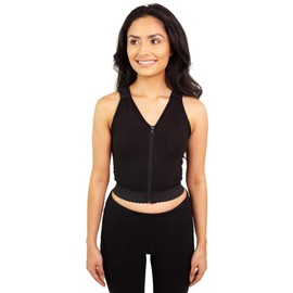 ContourMD Powernet First Stage Post Surgery Compression Bra – Comfortable Post Surgery Bra Front Closure Compression for Breast Recovery, Ideal for Breast Surgery (16V01) - Black (XS)