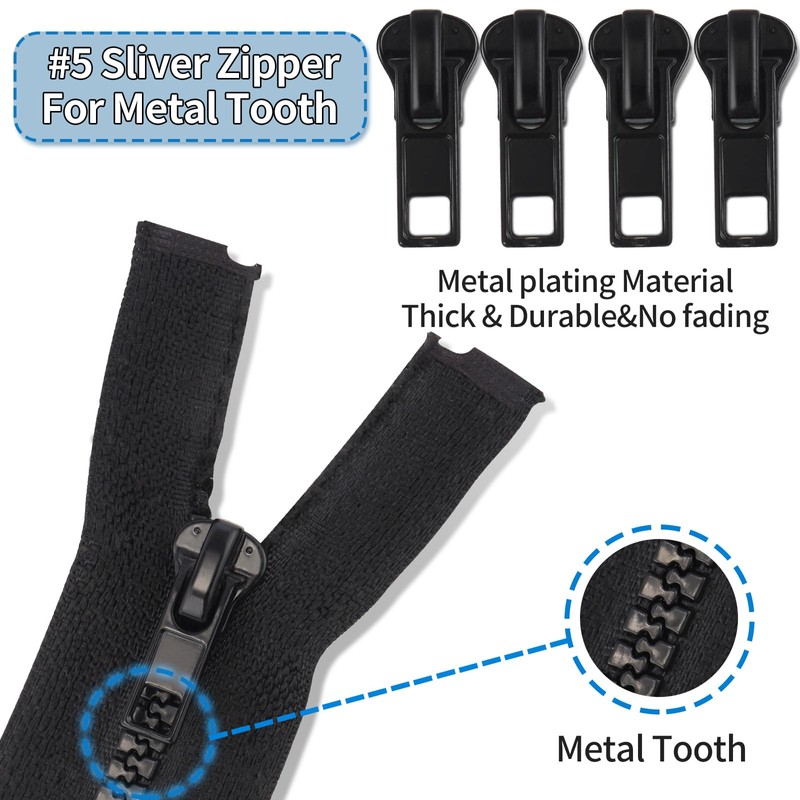 Domthent Zipper Repair Kit,#5 Zipper Pull Replacement,76pcs Fix a Zipper