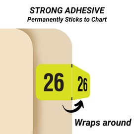 2026 Year Stickers, Doctor Stuff 2026 Chart Stickers, Yellow Green/Black Color Coded, Traco Style, USA Made Year Labels for End Tab File Folders, 500/Roll, 1 Roll, 3/4" x 1-1/2"