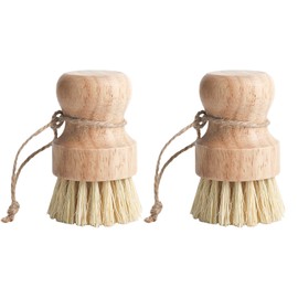 Mushroom Brush, Pack of 2, Mushroom Brush, Kitchen Brush, Vegetable Brush, Breasts, Dishwashing Brush, Cleaning Brush, Made of Sisal and Rubber Wood
