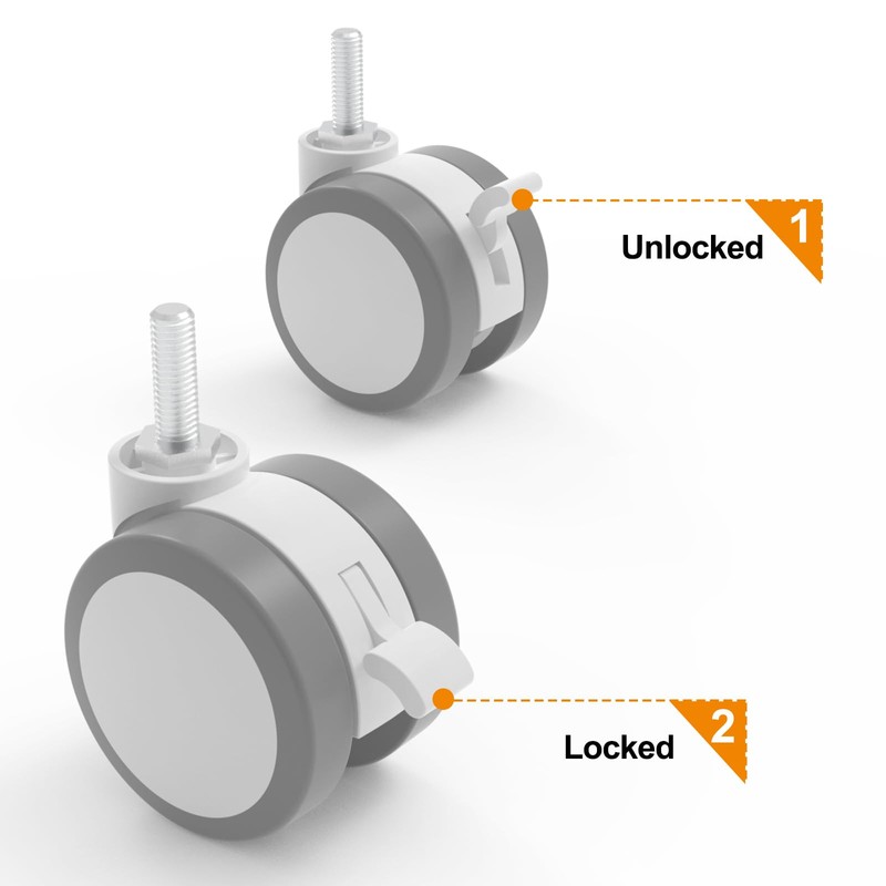 JOY worker Lockable Stem Caster Wheels Set of 4, Metric