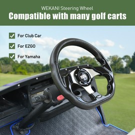 WEKANI D Golf Cart 12.5 Inch Steering Wheel,For Club Car EZGO Yamaha Golf Cart,with Car Horn Button,Cool racing steering wheel black