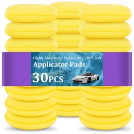 vsshe 30 Stück Polierschwämme Wachs Schwämme, Microfibra Schaumstoff Autowachs Applikator Pad, Auto Polierpads für sauberes Auto, Fahrzeug, Autoglas | Politur Schwamm Detailreinigung Ø 95mm Höhe 15mm