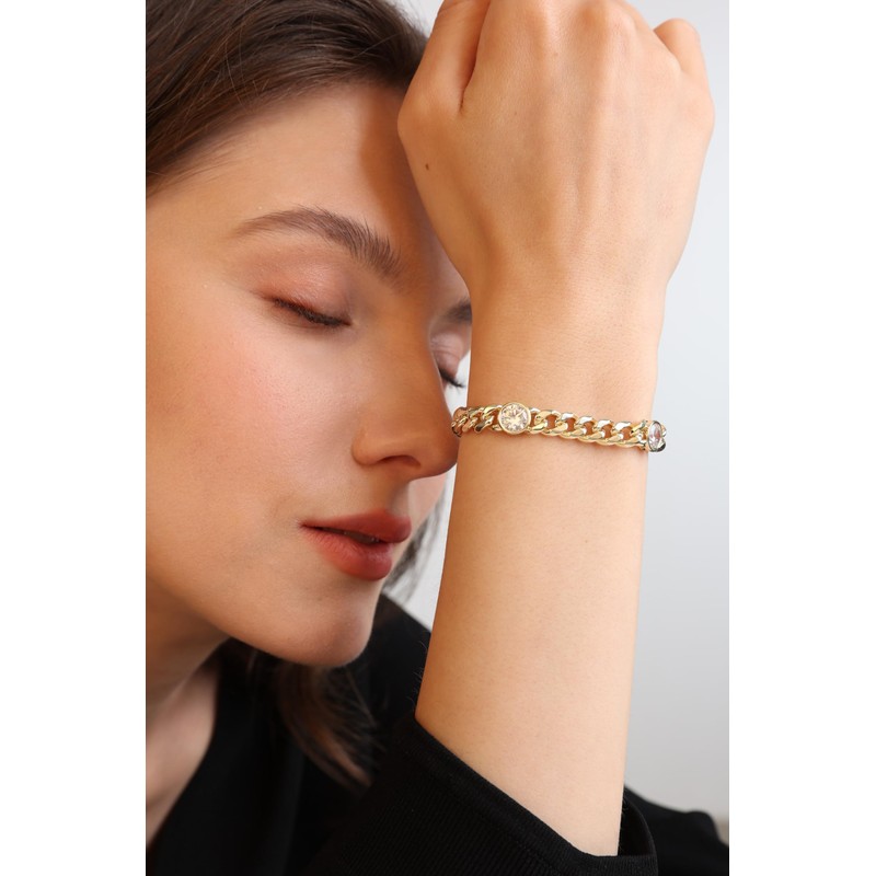 Pearich Gold Bracelets For Women,14k Gold Miami Cuban Link Bracelet