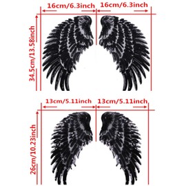 QLP 2pairs Different Size Wings Iron-on Embroidered Patches Appliques Clothing Paste for Clothes Bag Pants (Gold)