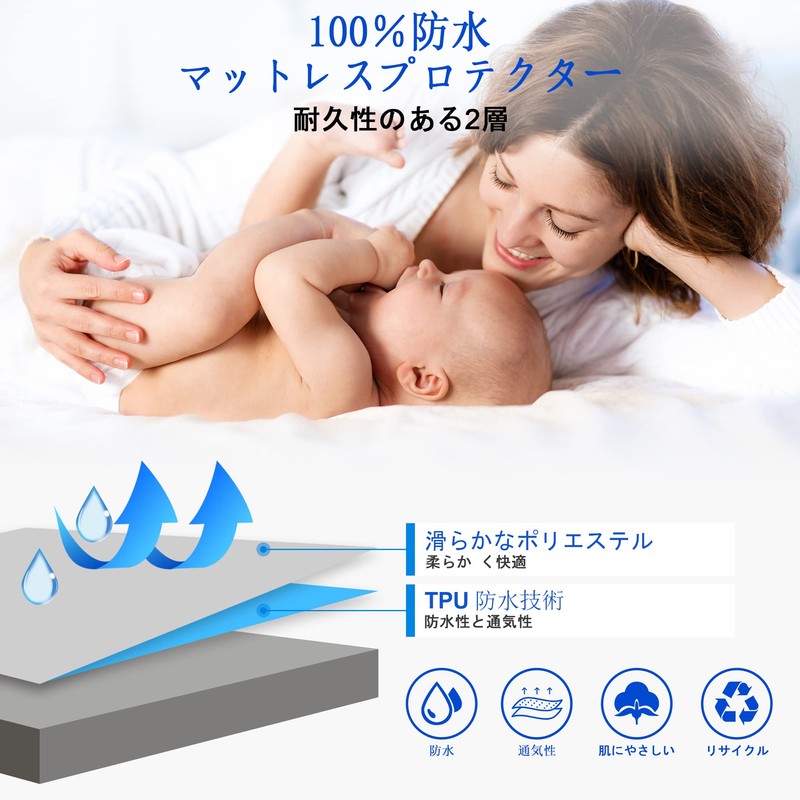 Sufdari Waterproof Fitted Sheet, Box Sheet, Semi-Double, with Elastic Band,