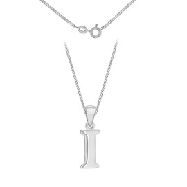 Tuscany Silver Women's Sterling Silver Initial I Pendant on Curb Chain of Length 46 cm/18 Inch
