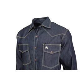 Western Welder Outfitting - Welding Shirt Western Style | Light Weight Tripled-Stitched Welding Shirts, Relaxed Fit, Non FR (XXXL, Denim)