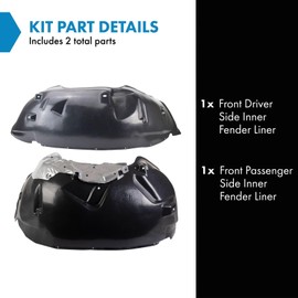 TRQ TRQ Front Inner Fender Liner Set Compatible with 2005-2010 Dodge Dakota 2011 Ram CH1248129 CH1249129