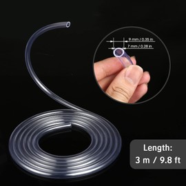 KESOTE 3 Meter PVC Tubing Pipes 7mm ID x 9mm OD Transparent PVC Plastic Clear Tubing Pipe Flexible Water Tubing Pipes for Gardening Aquaculture Agriculture Fish Tank Drip Irrigation