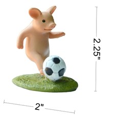Gemmia Miniature Fairy Garden Sport Pig Figurines- Passion Football Time Pig