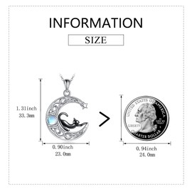 AXELUNA Black Cat Necklace 925 Sterling Silver Kitten Pendant Circle Crystal Necklace Cat Jewelry Gifts for Women Girls Girlfriend Animal Lovers, Sterling Silver, sterling silver
