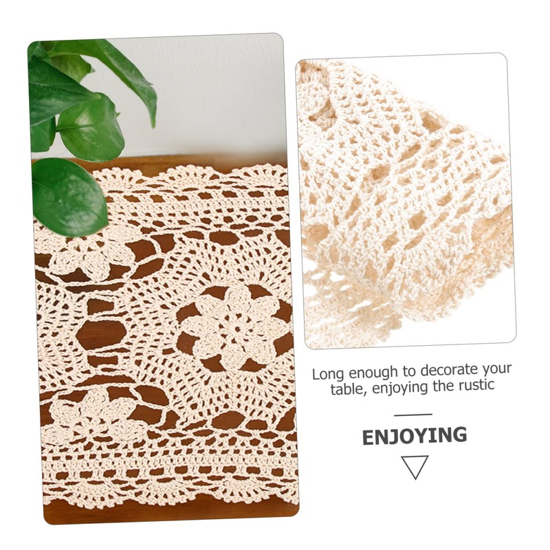 CAXUSD Cotton Crochet Rustic Table Runner Decorative Doily for Parties