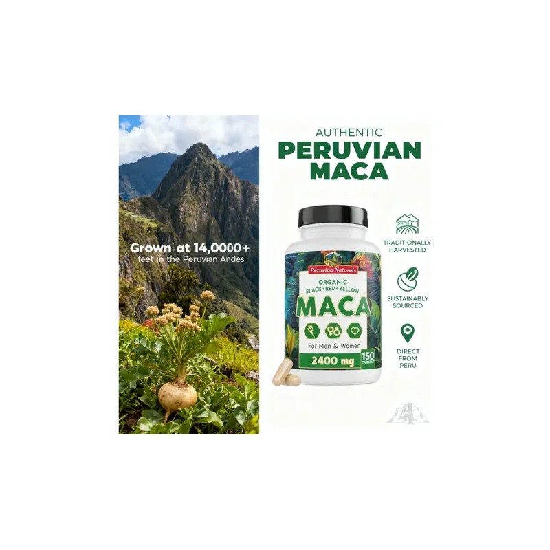 Peruvian Naturals Maca Orgánica 2400 Mg 150 C/u (paquete 2)