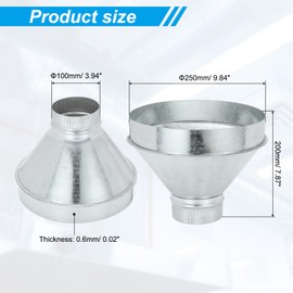 PATIKIL 10 Inch to 4 Inch Duct Reducer, Galvanized Steel Round Air Duct Reducer Crimped Pipe Increaser Adapter Connector Fitting Coupling for HVAC, Ventilation Systems