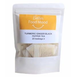 Better Food Mood Turmeric Ginger Black Pepper Tea Bags (25 teabags) | May Aid Digestion & Boost Immunity | No Caffeine