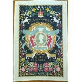 Ulster Weavers In Memoriam Her Majesty Queen Elizabeth II Cotton Tea Towel, Made in Northern Ireland, UK, Multi-Colour, Limited Edition 19" x 29"