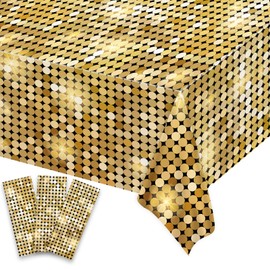 gisgfim 3 Pcs Disco Party Tablecloth Las Vegas Party Supplies Casino Theme Party Decorations 60s 70s 80s 90s Disco Birthday Party Tablecloth Sequin Plastic Table Cover 105 x 54 inch