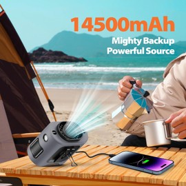 AddAcc Portable Waist Fan - 14500mAh Rechargeable Battery, 67Hrs Cooling Belt Fan, 5 Powerful Speed & 360° Rotatable, Hands Free Clip On Waist With LED Light for Work Gift Camping Travel Outdoor