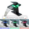 ICREEH LED Waterfall Bathroom Sink Faucet, 3 Colors Changing Glass