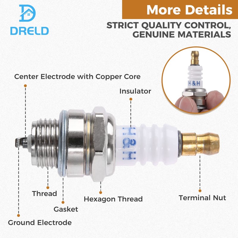 DRELD 4Pcs L7T Spark Plugs, 2 Stroke Engine Spark Plug