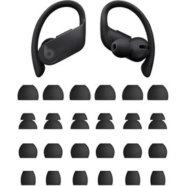 Rqker Eartips Compatible with Powerbeats Pro Earbuds, 12 Pairs S/M/L/D Sizes Soft Silicone Ear Tips Replacement Earbuds Tips, Compatible with Powerbeats PB Pro 12 Pairs Black