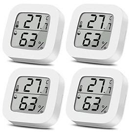 4PCS Digital Mini Hygrometer Thermometer Indoor, LCD Monitor Humidity Gauge with Temperature Meters for Home Office Kitchen Cellar, Fridge, Closet,(Celsius degree)