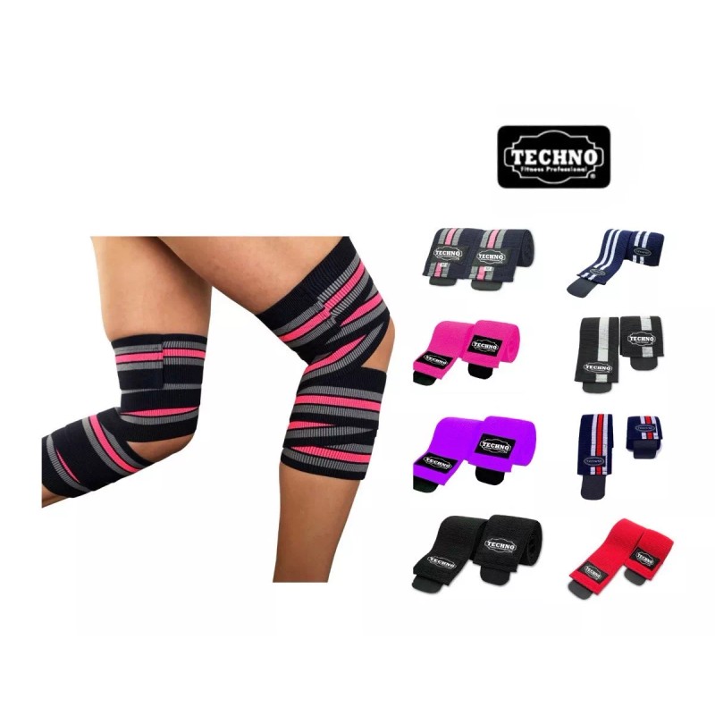 Techno Straps/cintas Para Pesas + Vendas Para Rodillas Pack Pesas