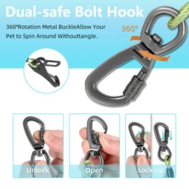 Miao Chuai Dog Seat Belt 3-in-1 Dog seat Belt Harness for car,Chew Proof Dog Leash for Car Use,Dog Seatbelt,Steel Rope Dog car seat Belts with Clip Hook Latch & Buckle (Green, 24 inch/60 CM)