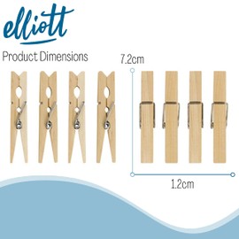 Elliott Hardwood Clothes Pegs with Metal Coil Spring for Firm Grip, Contoured to Prevent Leaving Marks on Clothing, This Pack Include 36 Pegs Ideal for Outdoor and Indoor Use