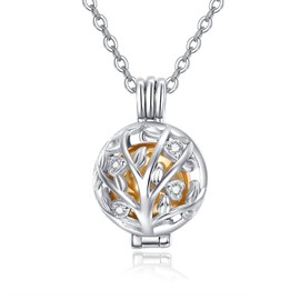 PRAYMOS 925 Sterling Silver Sunflowers Urn Keepsake Necklace You Are My Sunshine Memorial Ash Pendant Necklace Cremation Jewellery, Sterling Silver, Cubic Zirconia