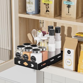 BOIVSHI Pull Out Spice Rack Organizer for Cabinet, Heavy Duty-Slide Out Spice Rack, Vertical Spice Rack for Kitchen Cabinet and Pantry (6.3''Wx10.5''Dx2.8''H, Metal Black)