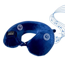 ARniwer Bluetooth Music U Shaped Neck Pillow Wireless Bluetooth Speaker Memory Foam Suitable Airplane,Bus,Train,Car,Office,and Outdoor Camping The Best Travel Essentials. (Navy Blue)