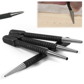 Nail Punch Set, 4 Pcs Centre Punch Nail Portable Punch Tool Positioning Center Punch High Hardness Punching Tool for Drilling and Marking 1/32" 2/32'' 3/32" 4/32''